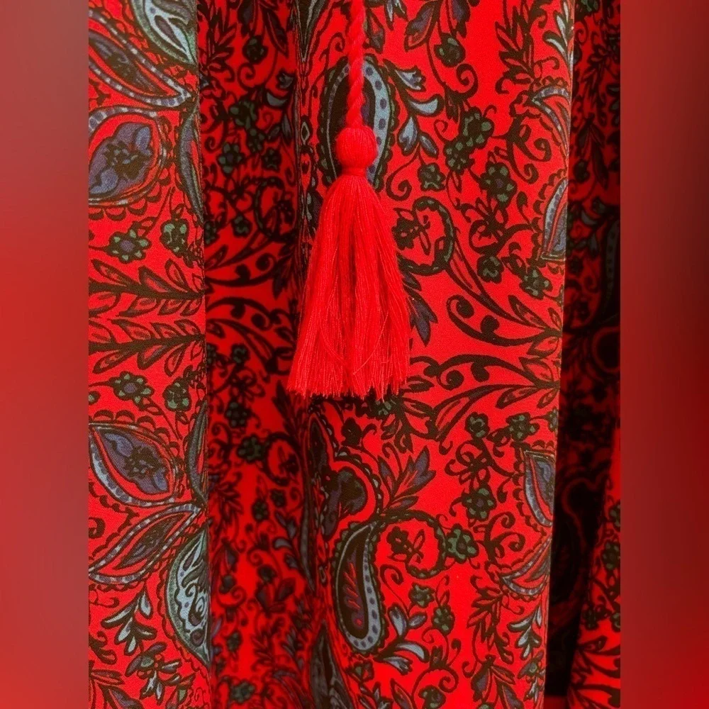 Desigual “Sigrid” sleeveless midi/ maxi patterned dress with ruffles & tassels! - Picture 7 of 9
